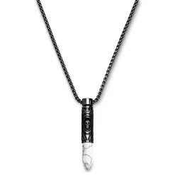 Rico | Black Stainless Steel & White Howlite Bullet Necklace