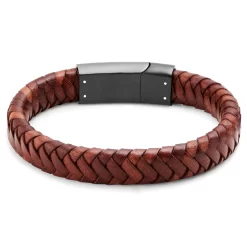 Brown Braided Leather Bracelet