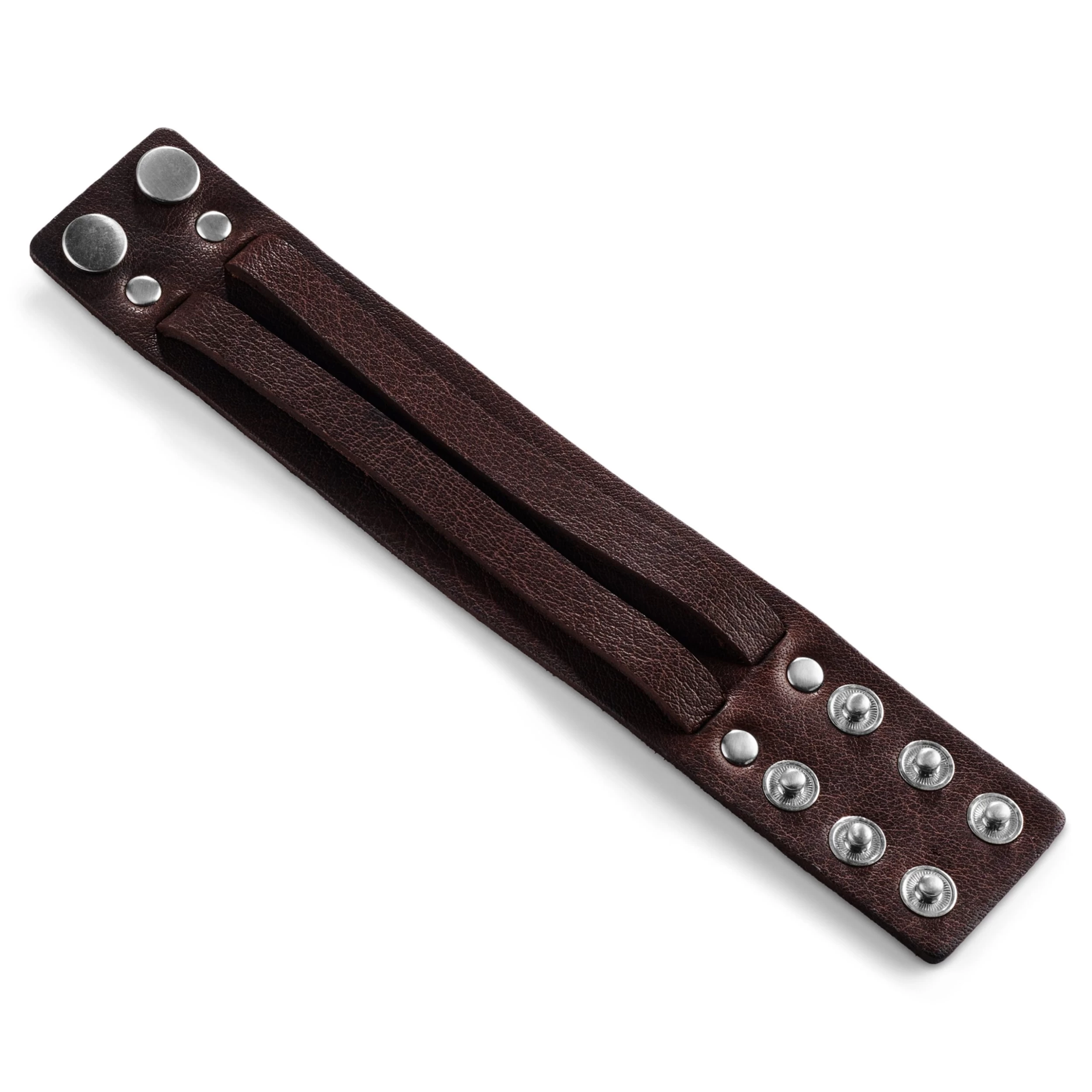 Gladius | Chunky Brown Full Grain Buffalo Leather Bracelet - Image 5