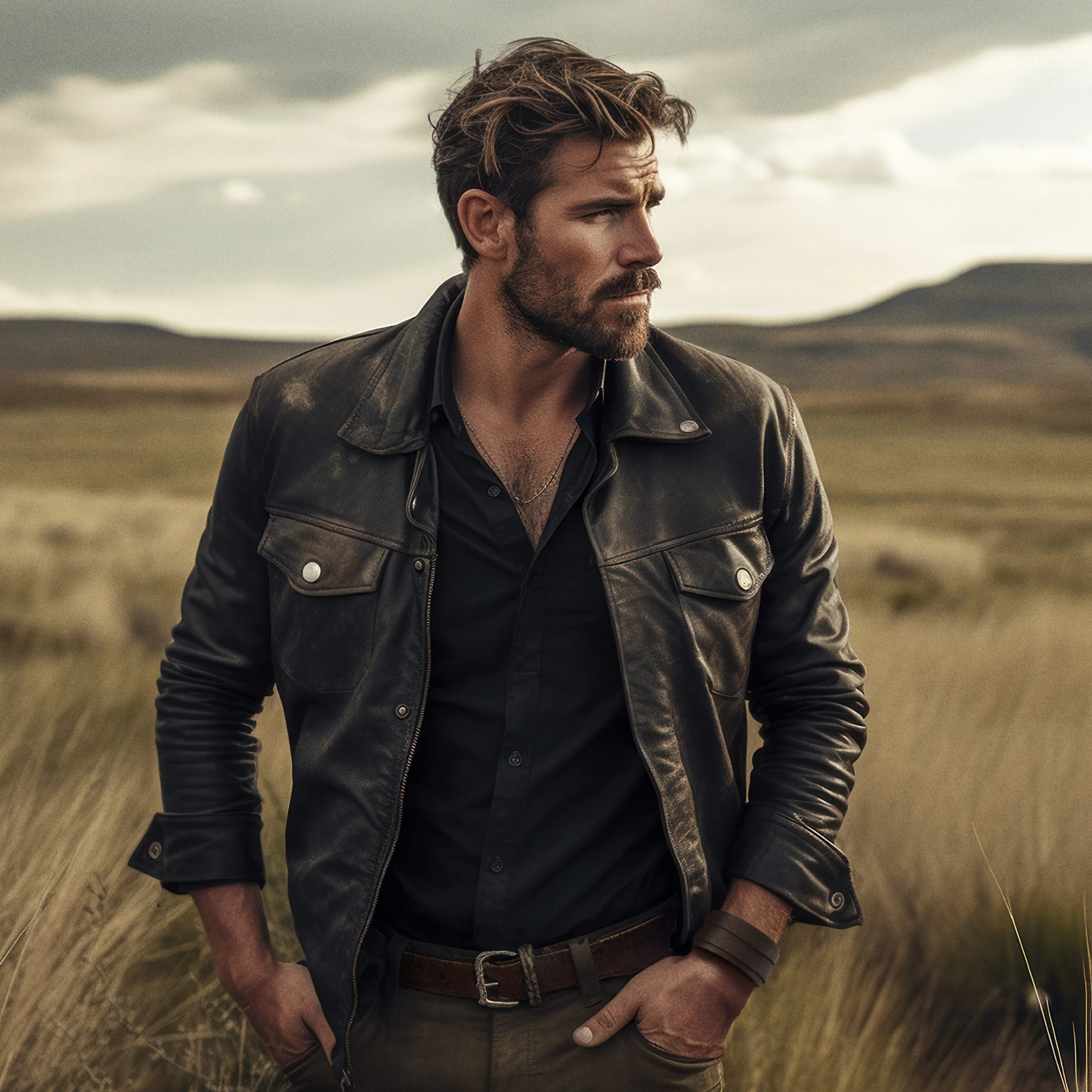 Gladius | Chunky Brown Full Grain Buffalo Leather Bracelet - Image 3