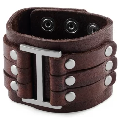 Gladius | Wide Brown Full Grain Buffalo Leather Bracelet