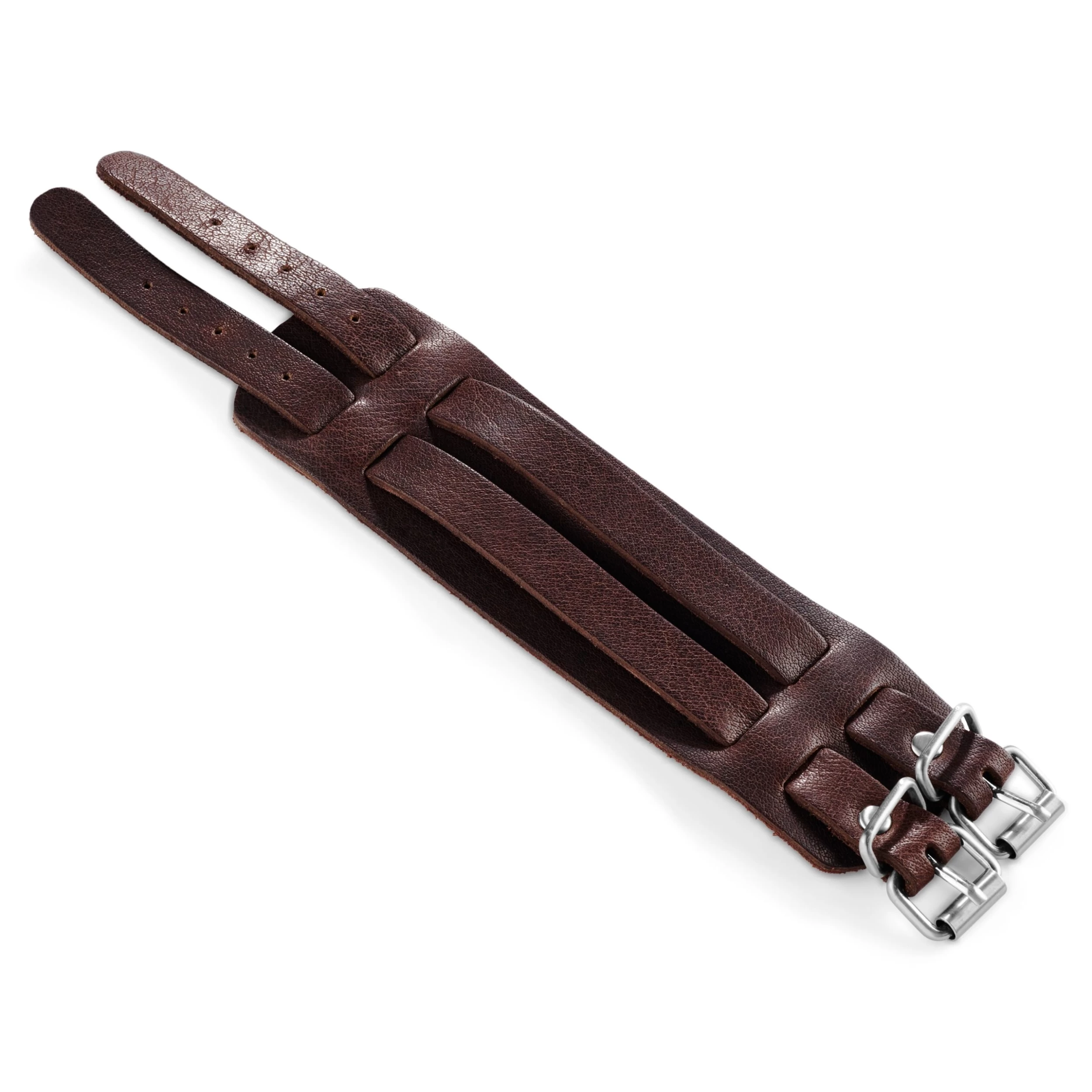 Gladius | Brown Full Grain Buffalo Leather Buckle Bracelet - Image 4