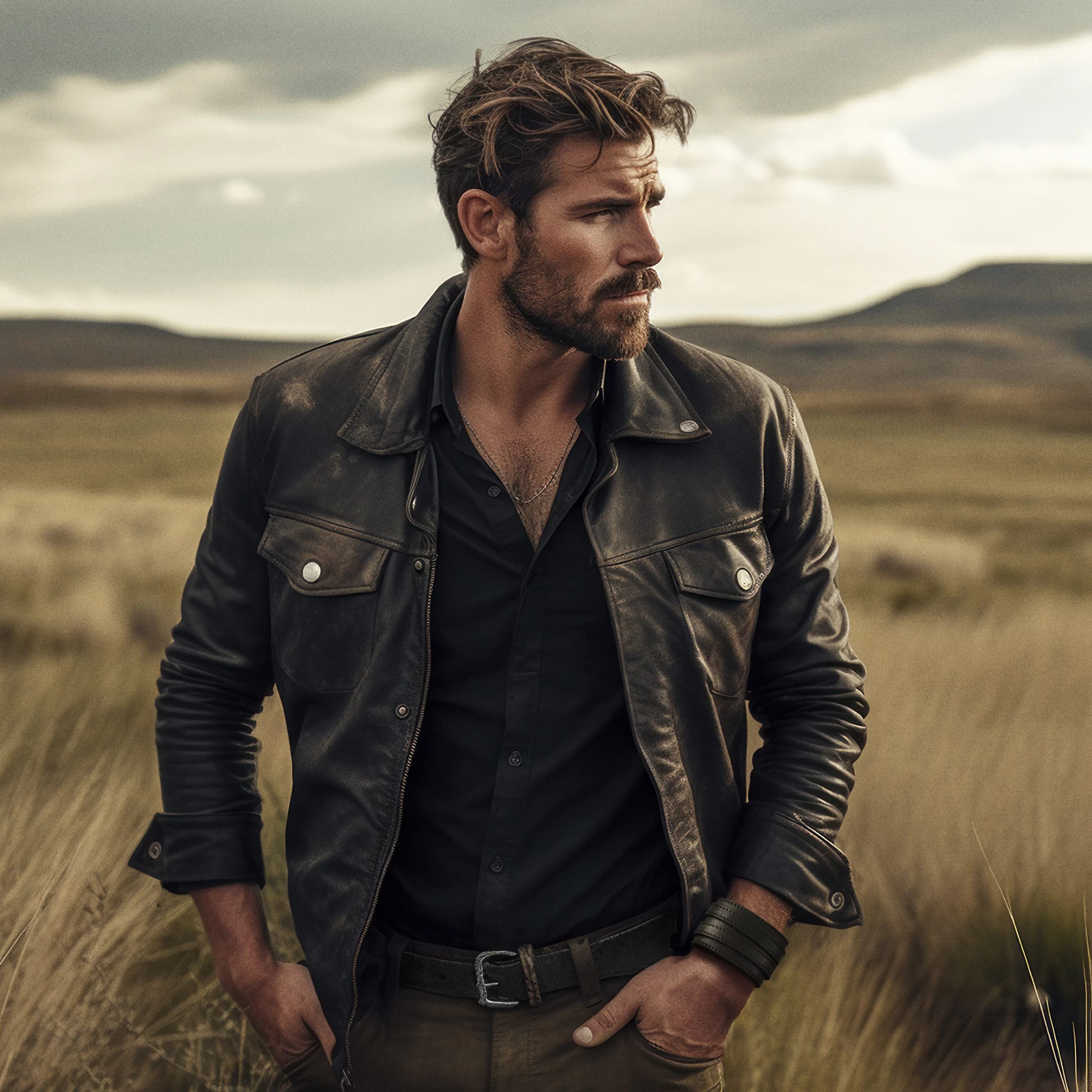 Gladius | Wide Black Full Grain Buffalo Leather Buckle Bracelet - Image 3