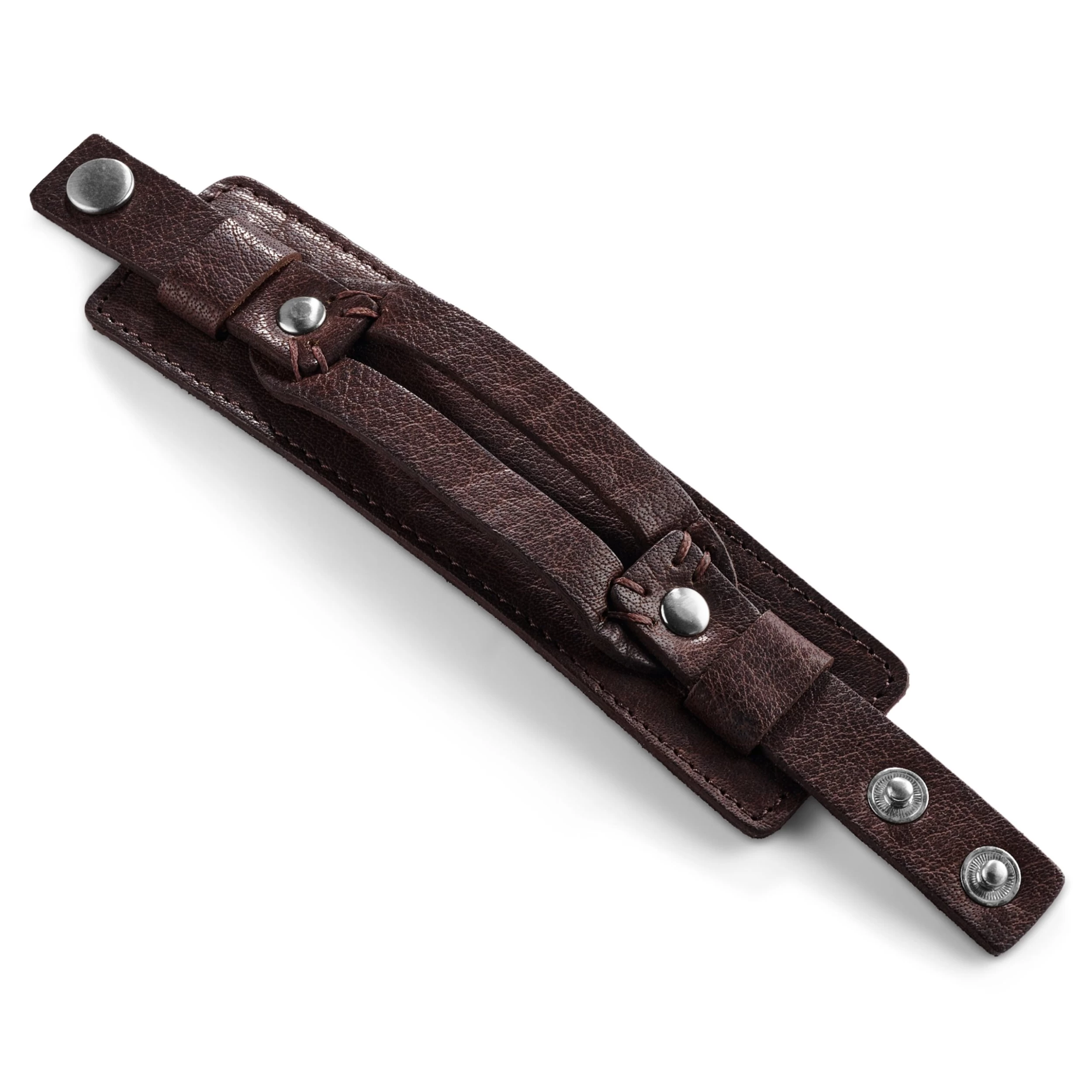 Gladius | Brown Full Grain Buffalo Leather Snap Bracelet - Image 6