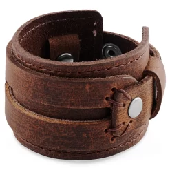 Gladius | Tan Full Grain Buffalo Leather Snap Bracelet