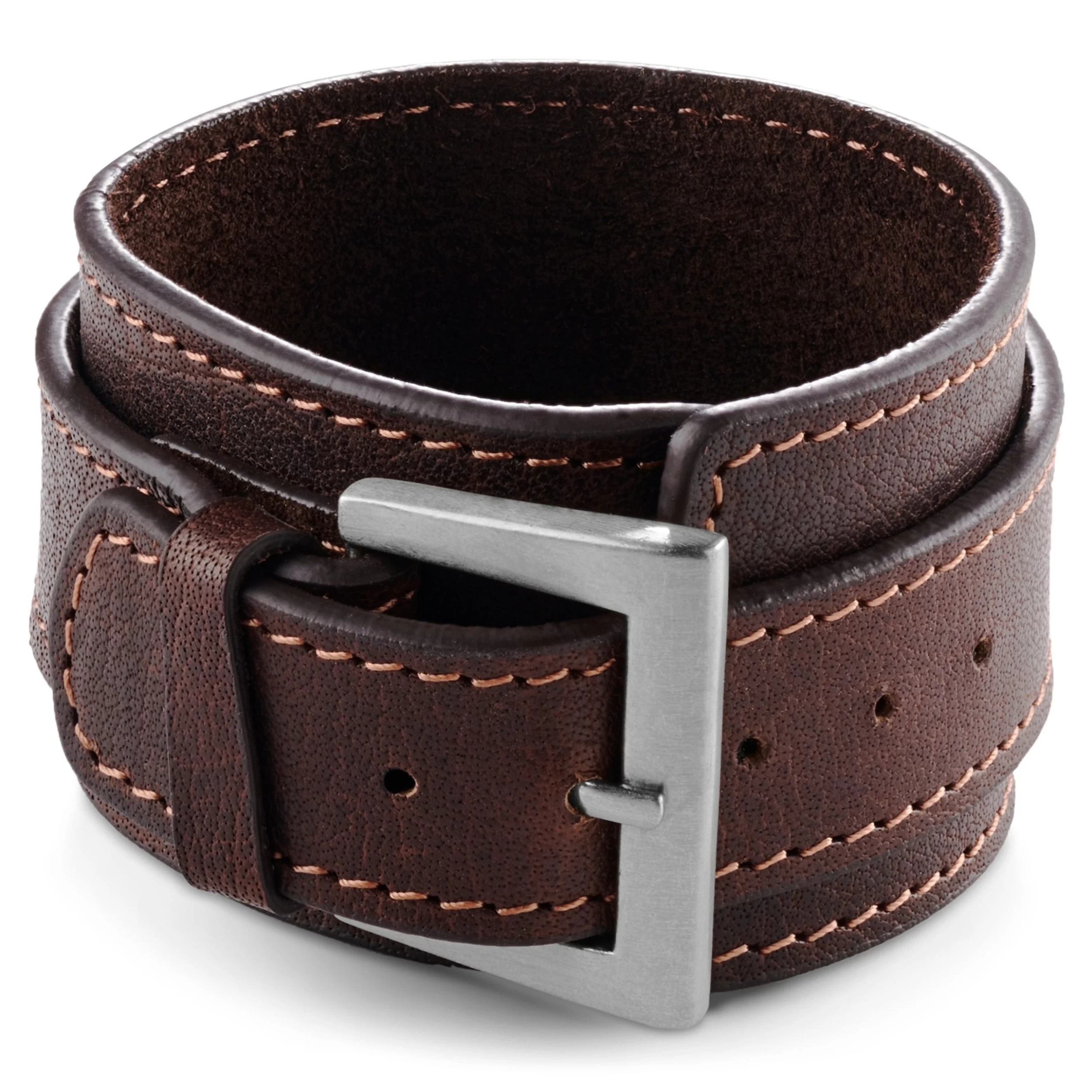 Gladius | Brown Full Grain Buffalo Leather Pin Bracelet - Image 4