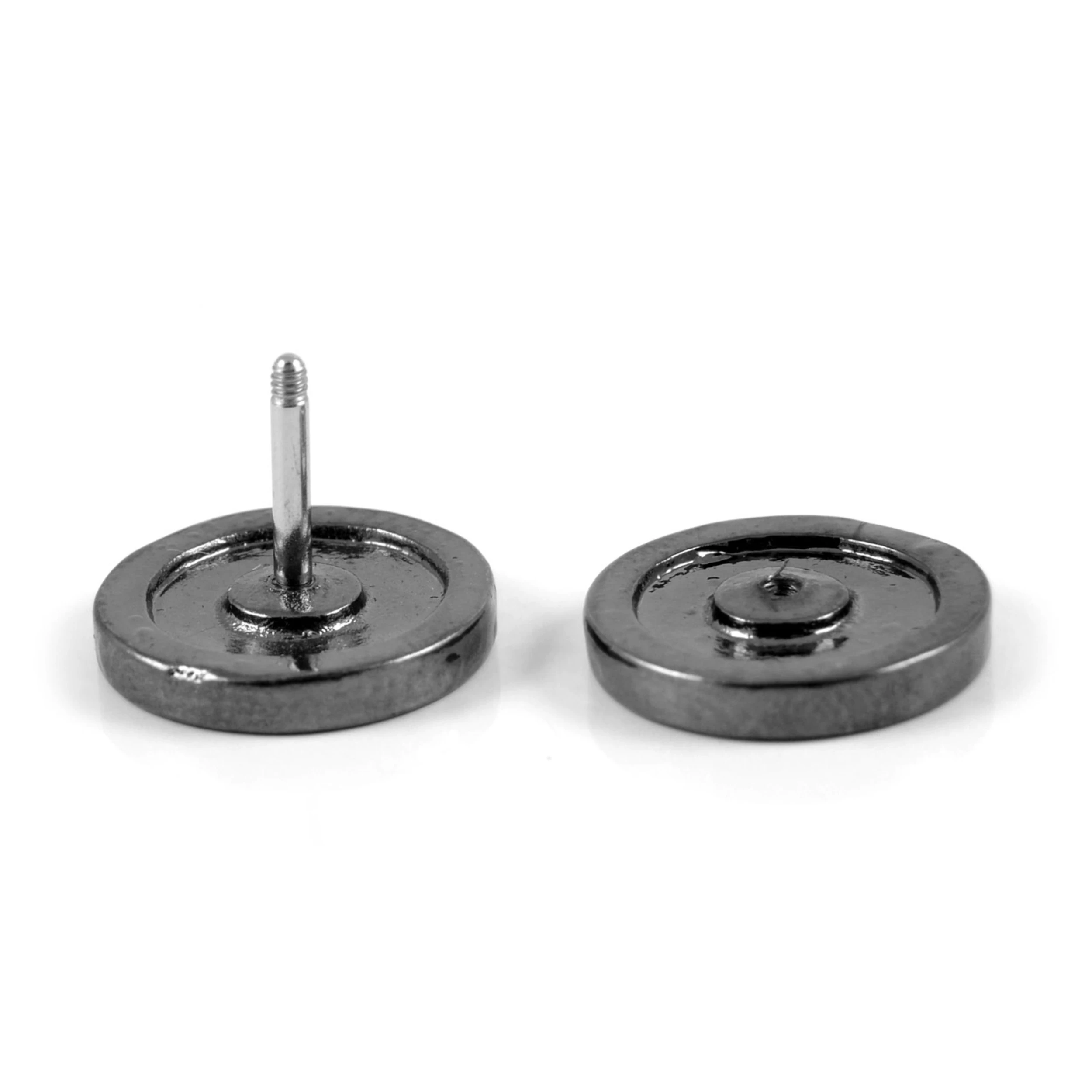 Satago | 1/2" (12 Mm) Stainless Steel Dumbbell Faux Plug Stud Earring - Image 2