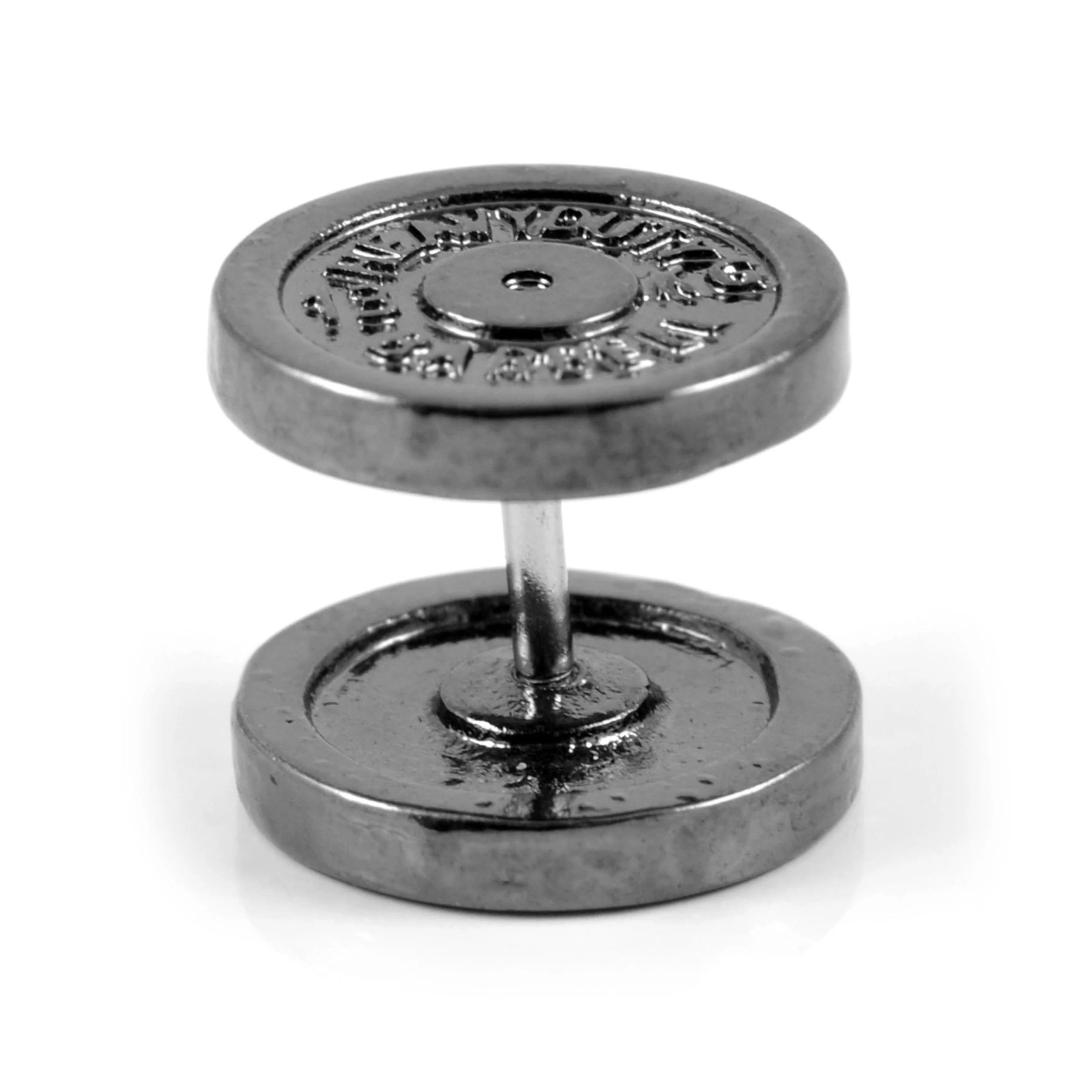 Satago | 1/2" (12 Mm) Stainless Steel Dumbbell Faux Plug Stud Earring - Image 3