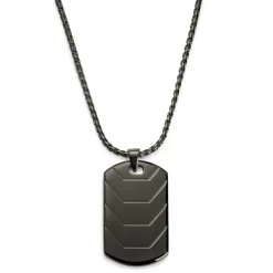 Icarus | Gunmetal Black Stainless Steel Armour Plating Dog Tag Necklace