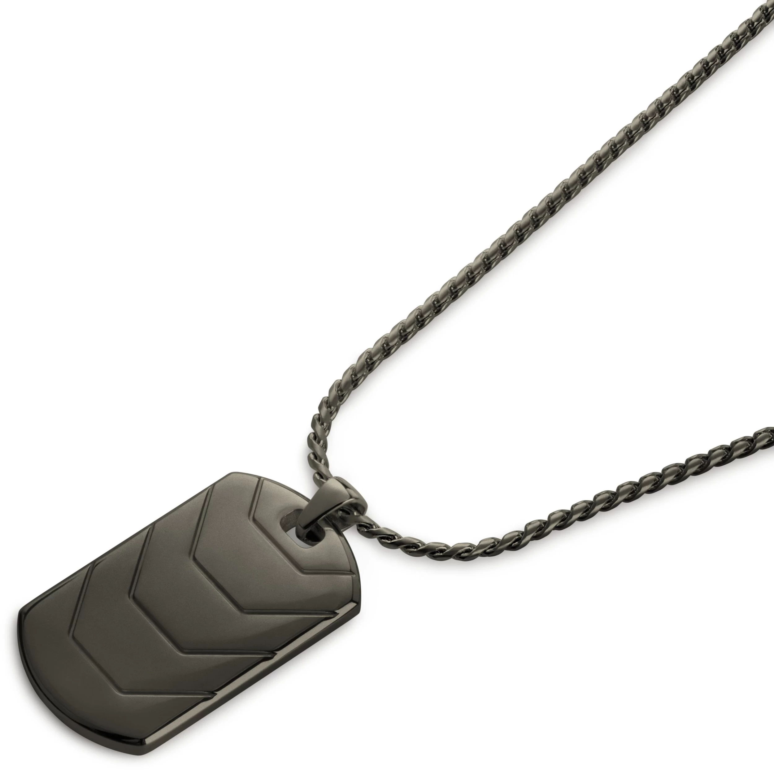 Icarus | Gunmetal Black Stainless Steel Armour Plating Dog Tag Necklace - Image 2