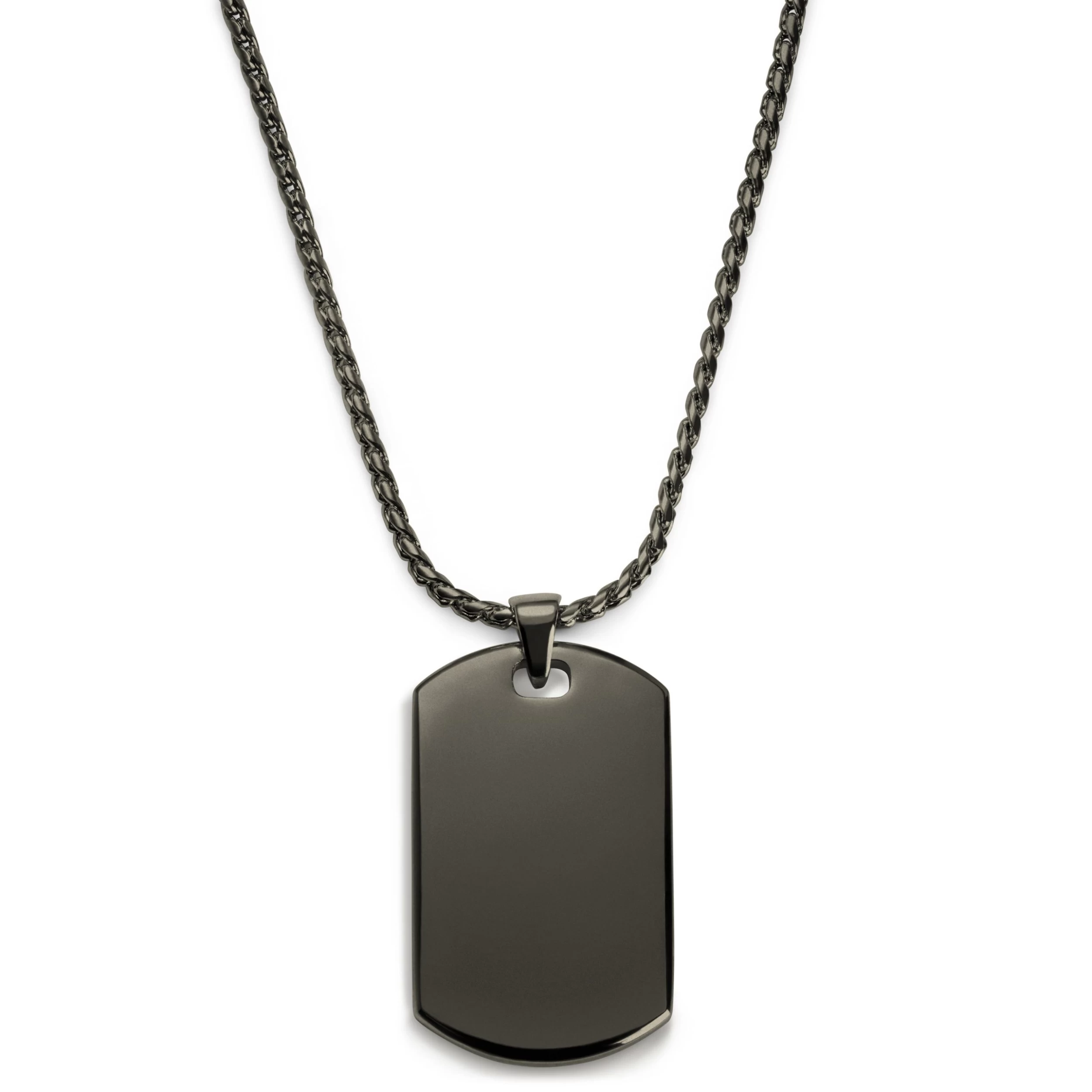 Icarus | Gunmetal Black Stainless Steel Armour Plating Dog Tag Necklace - Image 3