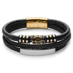 Gold-Tone Faux Leather Runes ID Bracelet