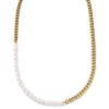 Ocata | Gold-Tone Curb Chain & Pearl Necklace