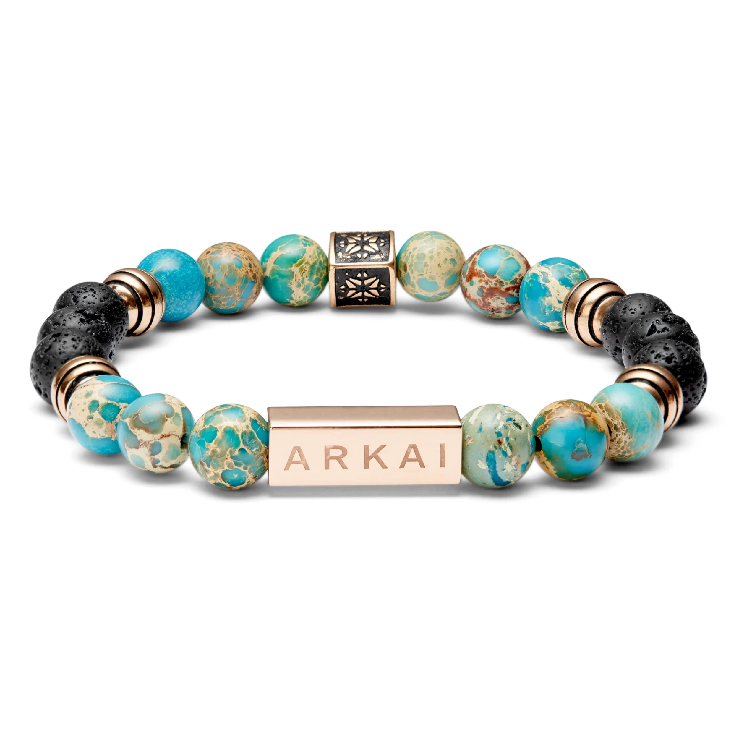 Roas | Blue & Green Imperial Jasper & Lava Rock Bracelet