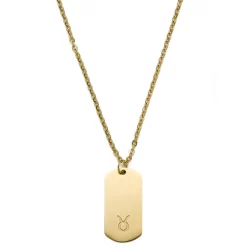 Zodiac | Gold-Tone Taurus Star Sign Dog Tag Cable Chain Necklace