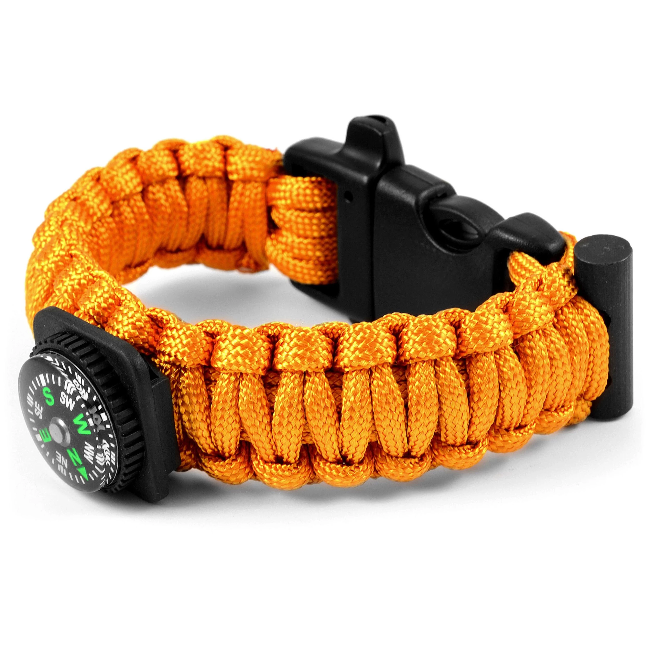 Wide Orange Paracord Compass Bracelet - Image 2