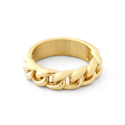6 Mm Gold-Tone With Half Chain Band Ring