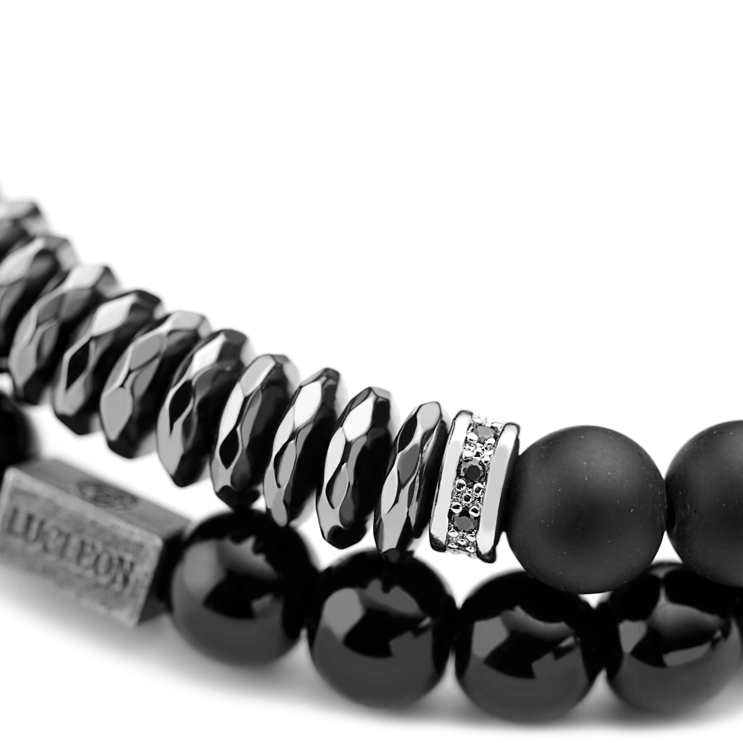 Black Onyx, Hematite & Zirconia Bracelet Set - Image 2