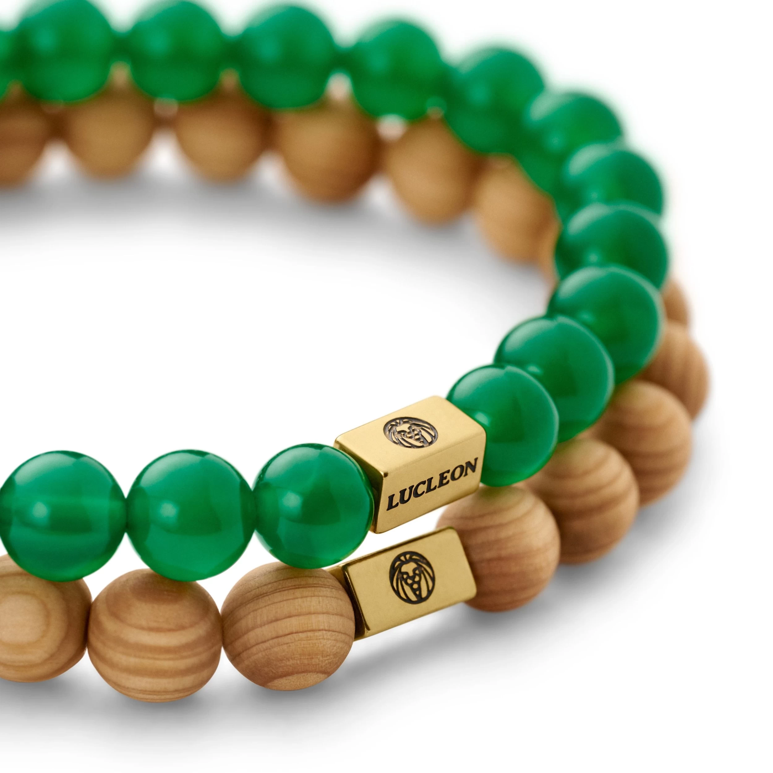 Green Jade & Wood Bracelet Set - Image 2