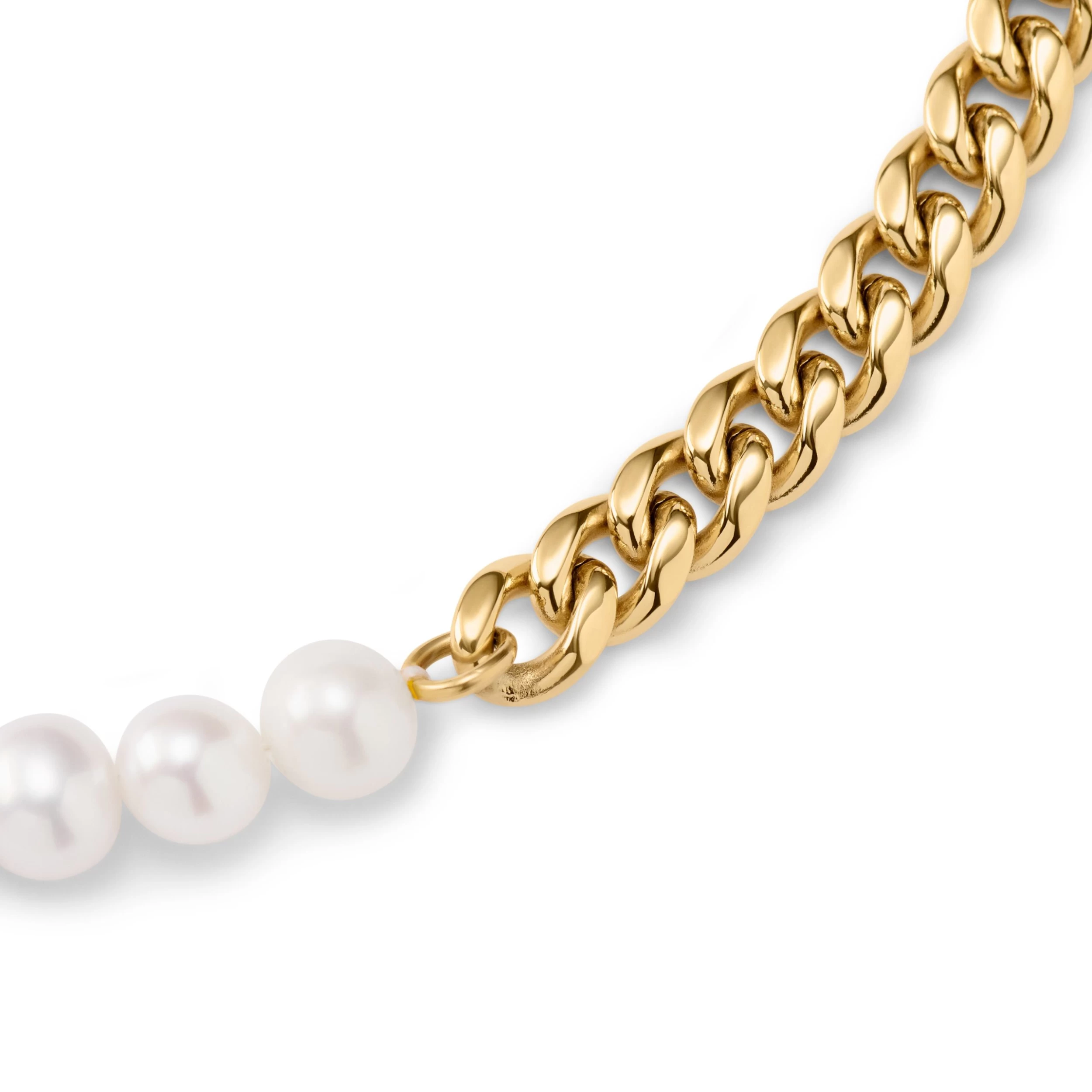 Ocata | Gold-Tone Curb Chain & Pearl Necklace - Image 2