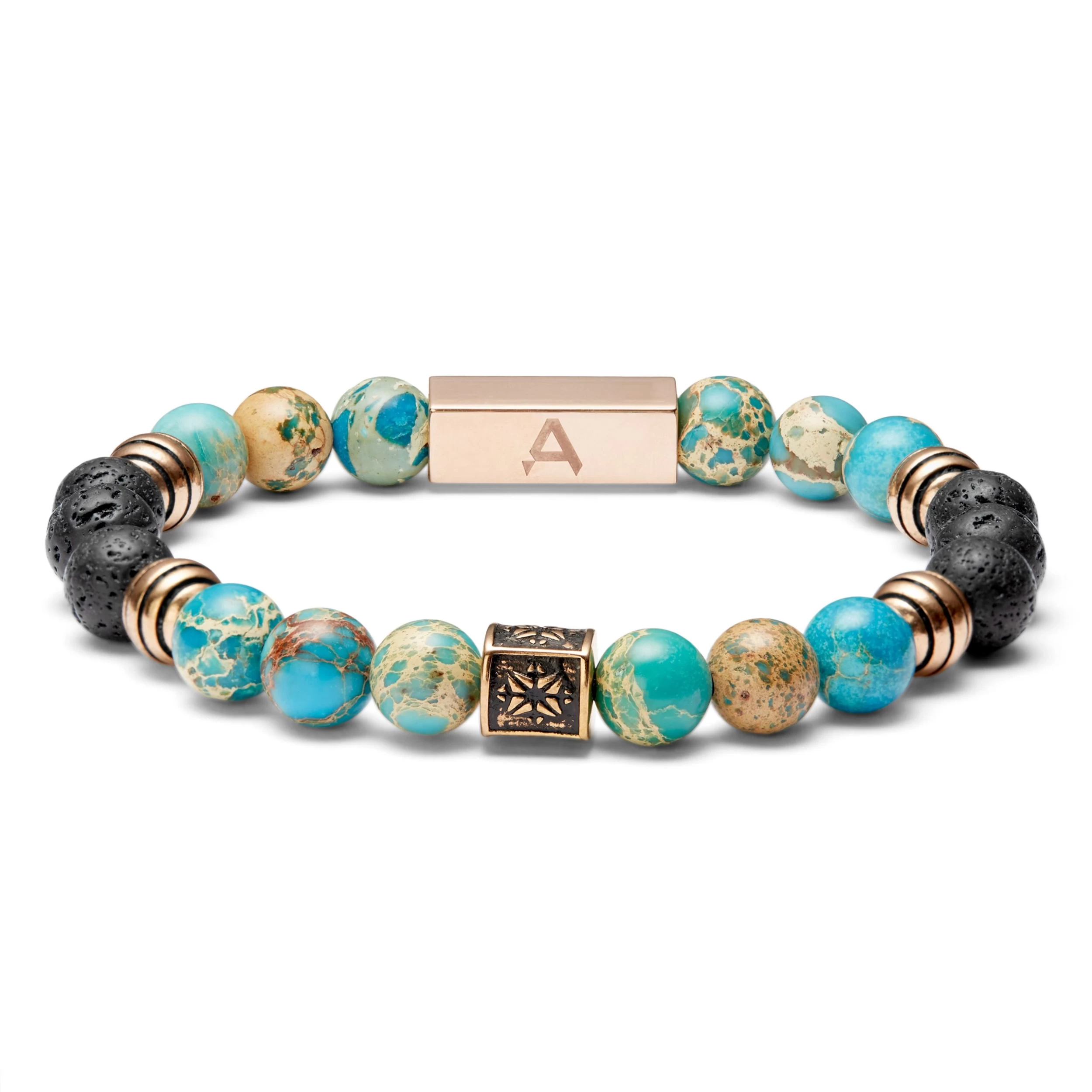 Roas | Blue & Green Imperial Jasper & Lava Rock Bracelet - Image 4