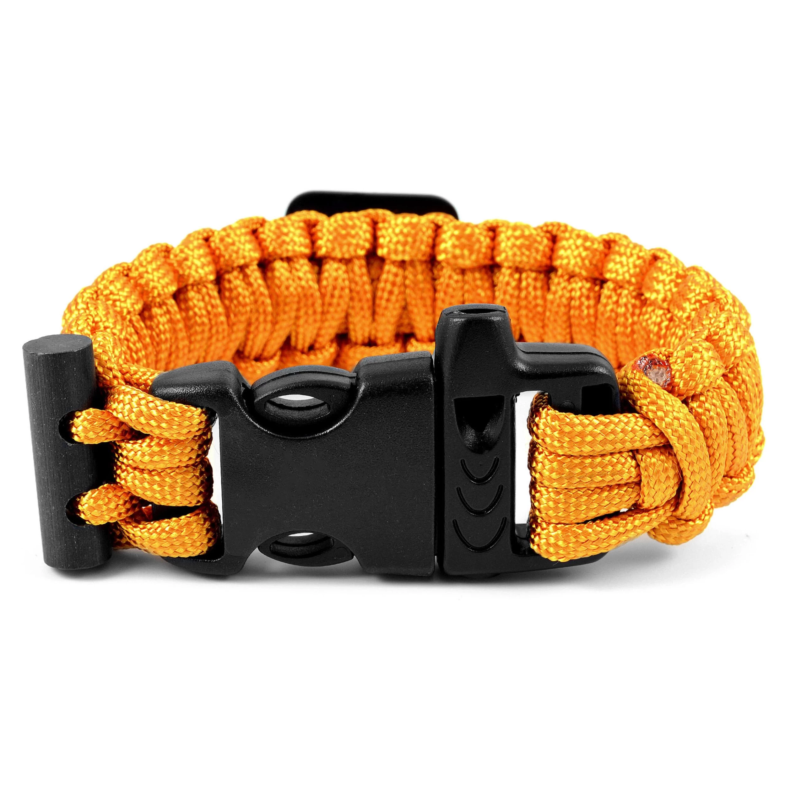 Wide Orange Paracord Compass Bracelet - Image 3