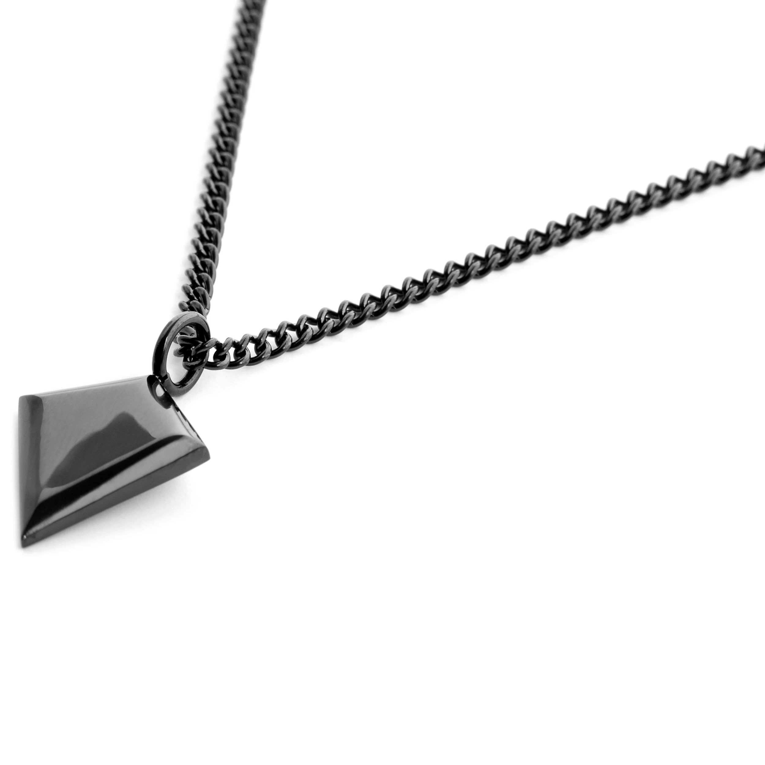 Iconic | Black Stainless Steel Triangle Curb Chain Necklace - Image 2