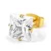 6 Mm Square Zirconia & Gold-Tone Stud Earring