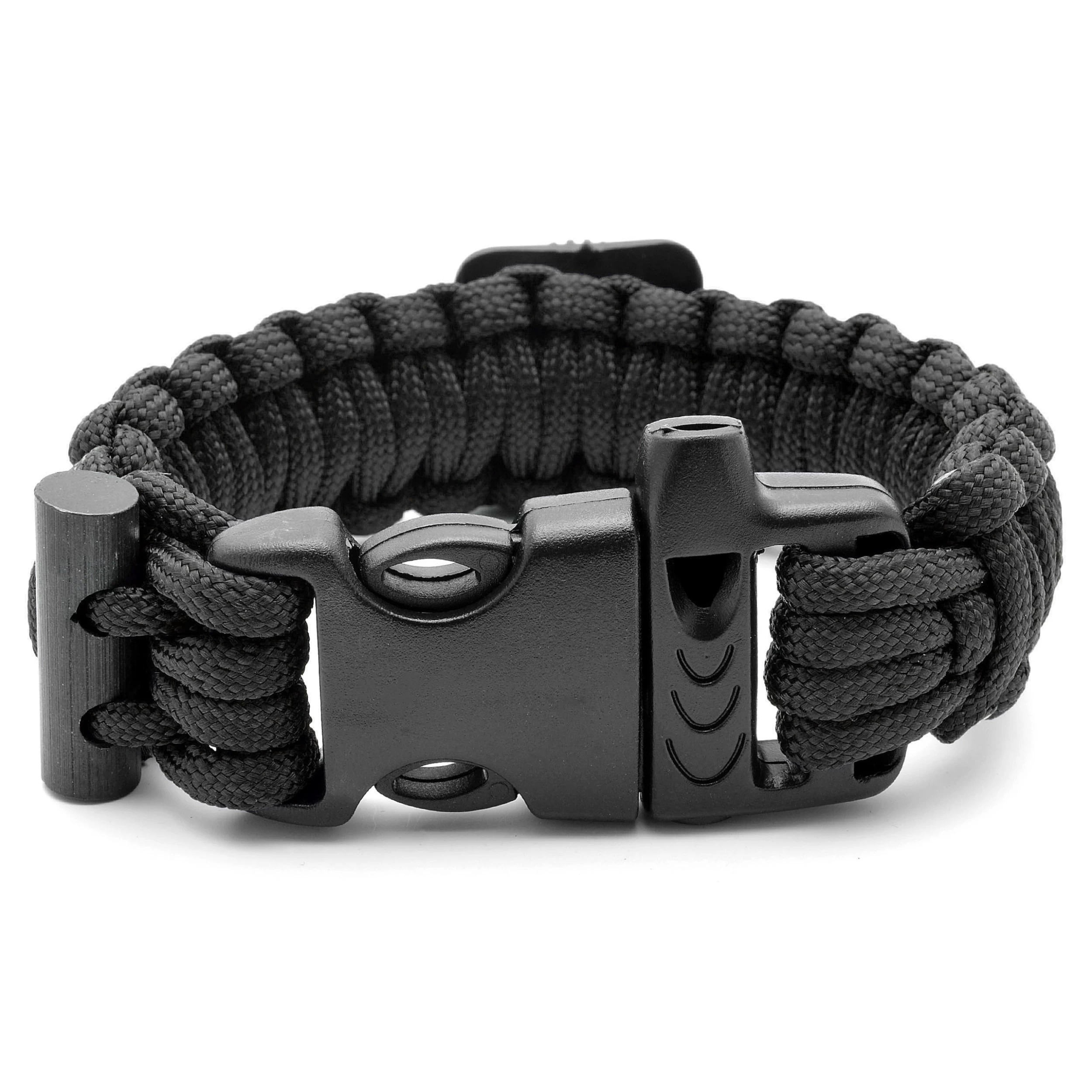 Wide Black Paracord Compass Bracelet - Image 2