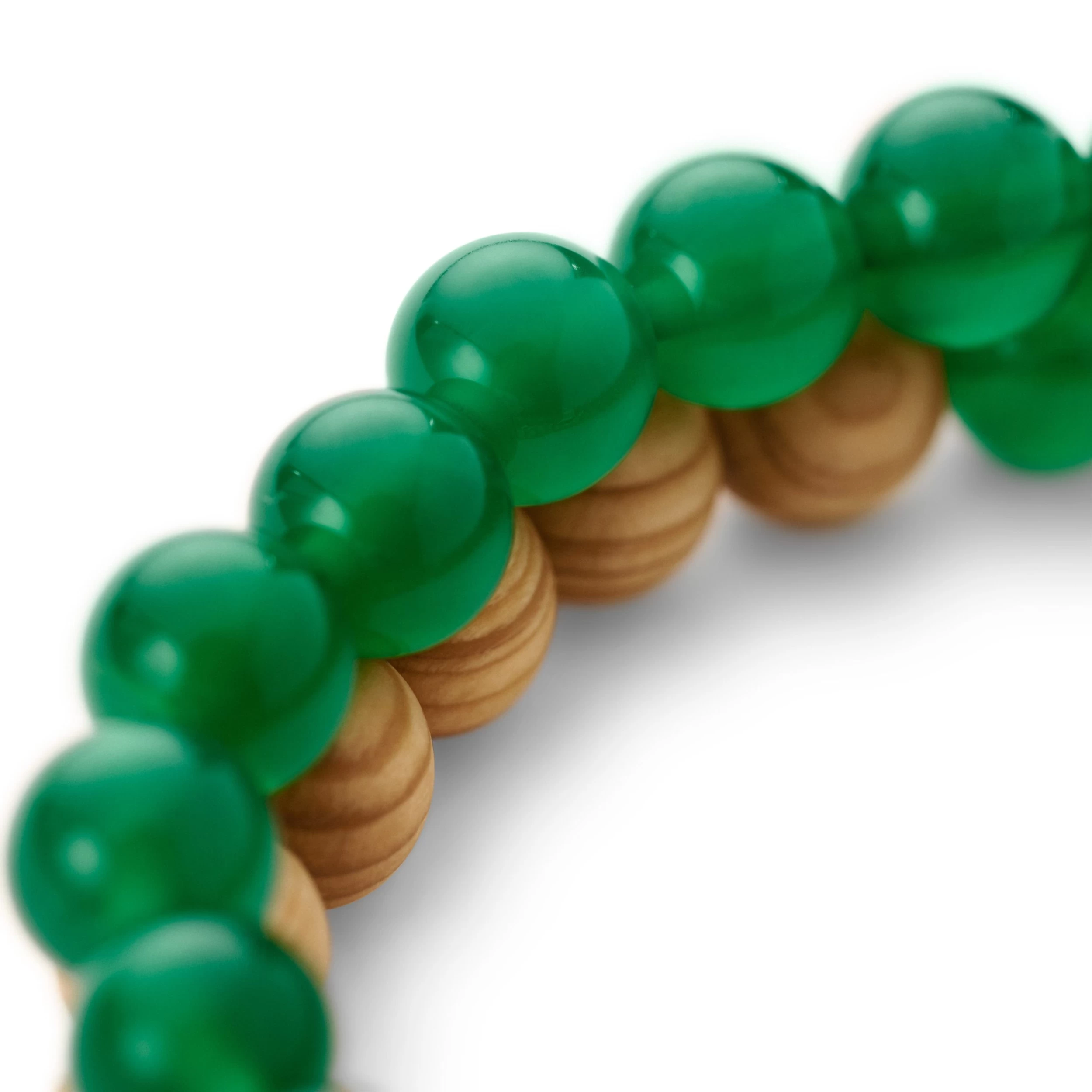 Green Jade & Wood Bracelet Set - Image 3