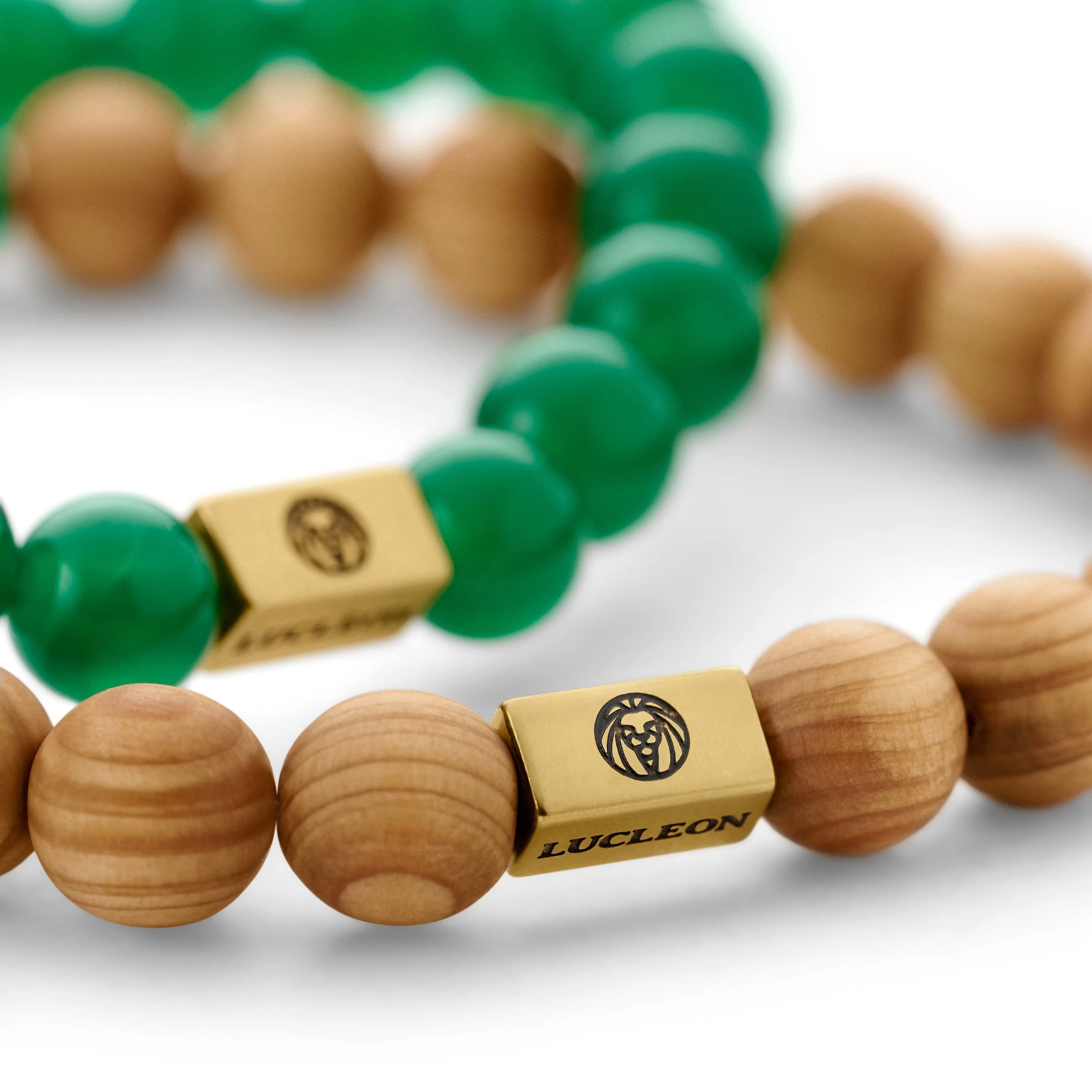 Green Jade & Wood Bracelet Set - Image 4