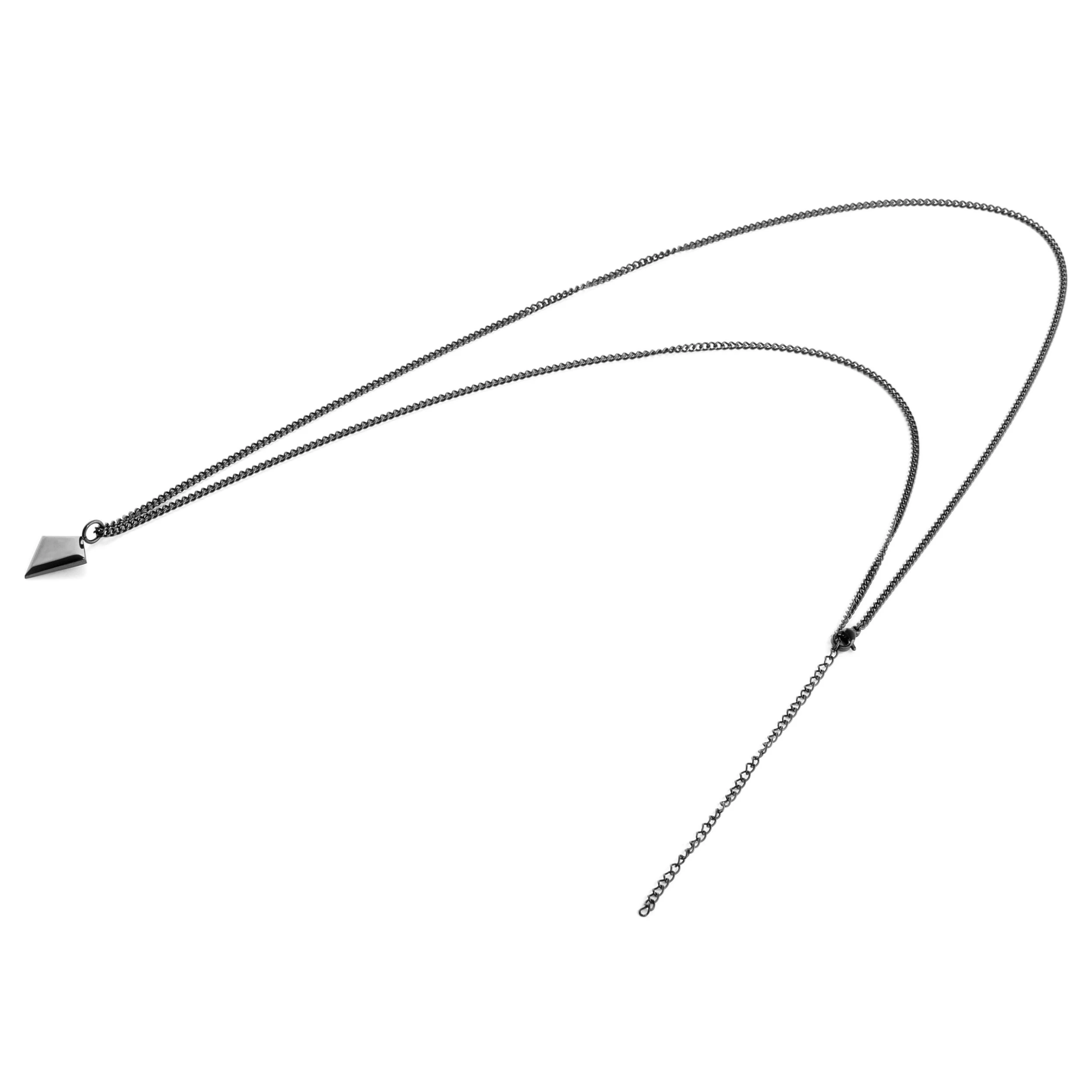 Iconic | Black Stainless Steel Triangle Curb Chain Necklace - Image 6