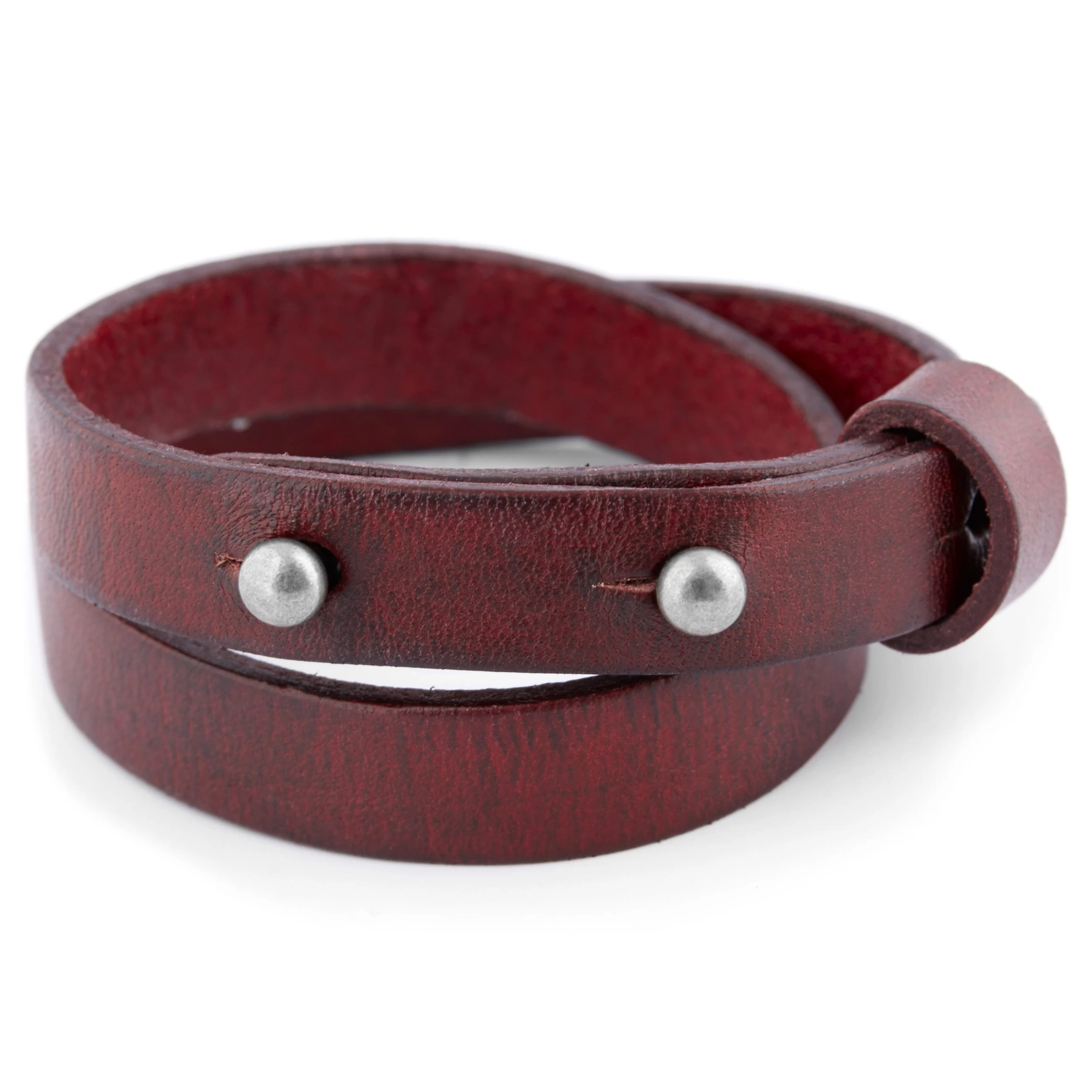 Red Buffalo Leather Wrap Bracelet - Image 2