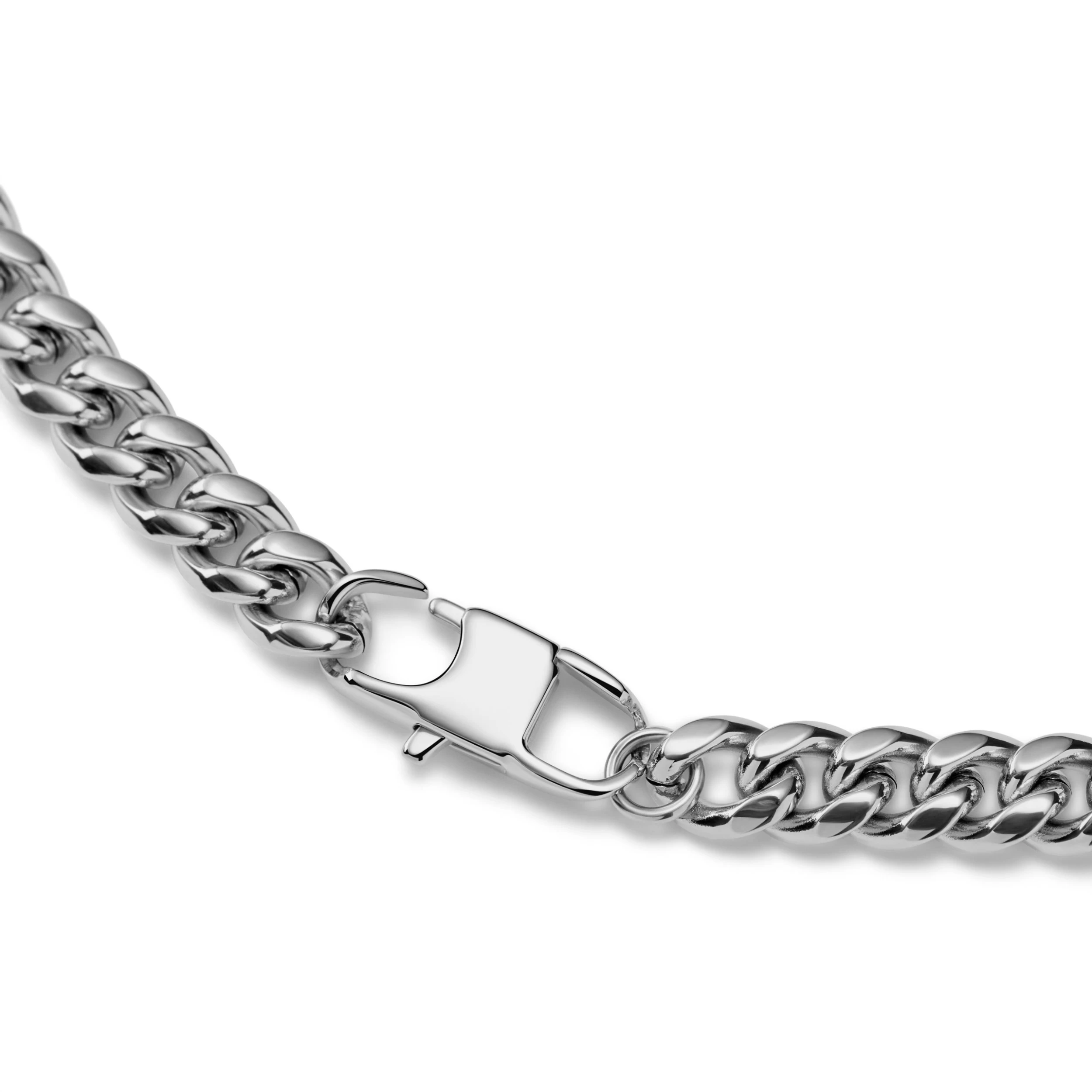 Ocata | Silver-Tone Curb Chain & Black Pearl Necklace - Image 3