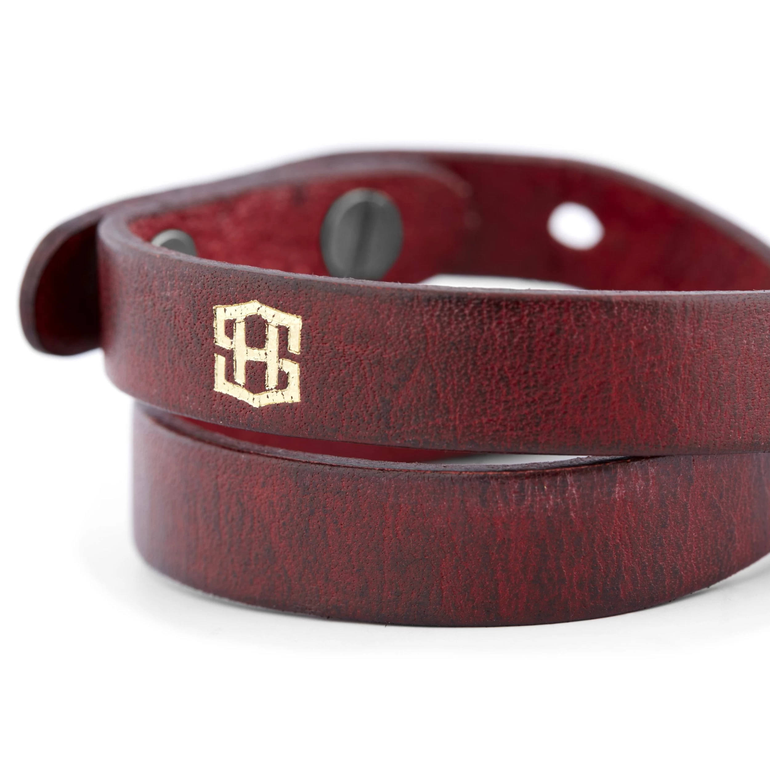Red Buffalo Leather Wrap Bracelet - Image 3