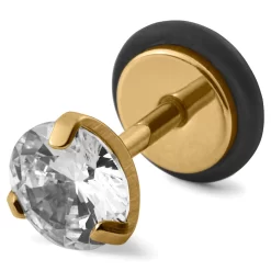 Floyd | 6 Mm Round Zirconia & Gold-Tone Stud Earring