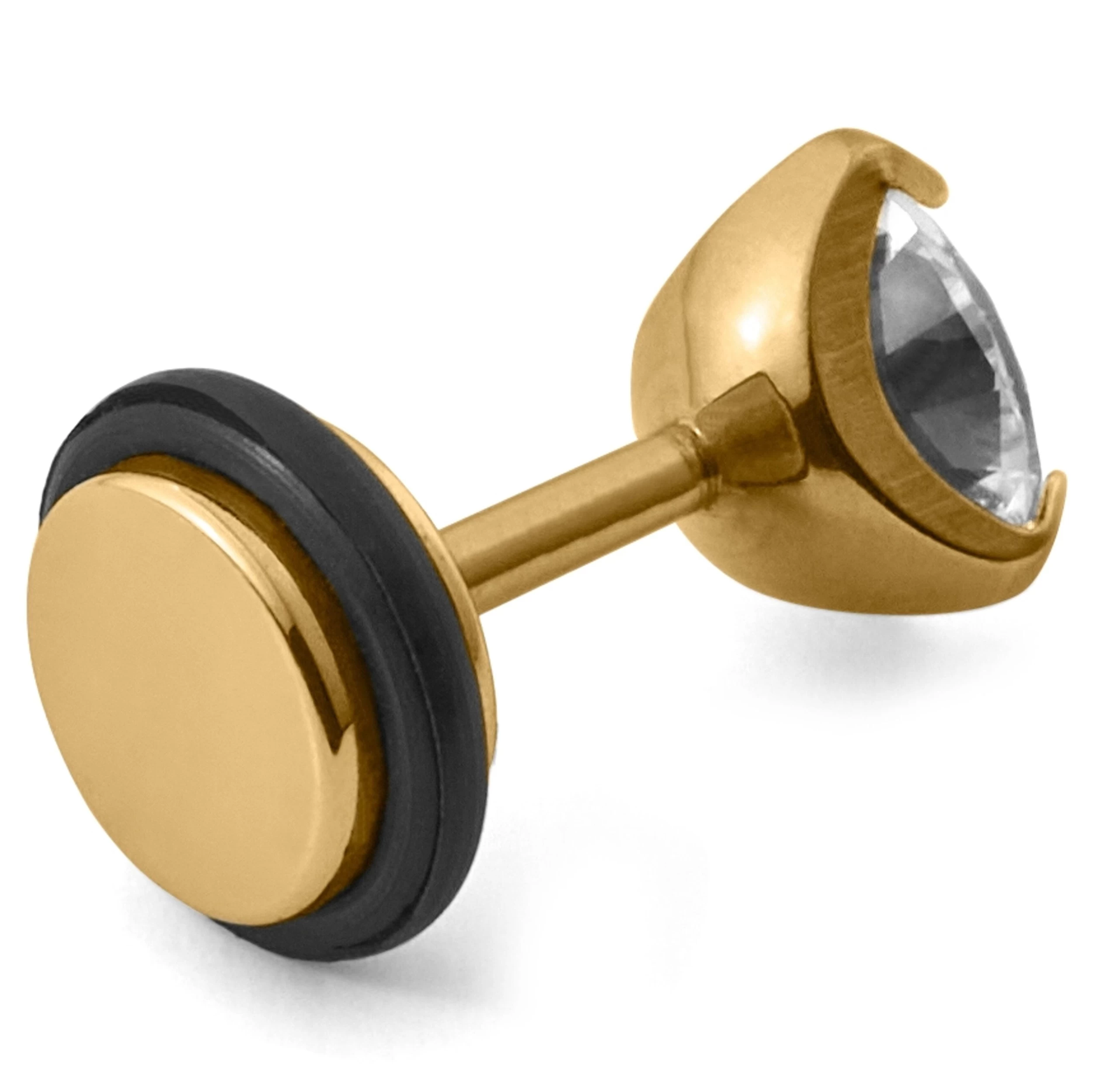 Floyd | 6 Mm Round Zirconia & Gold-Tone Stud Earring - Image 2