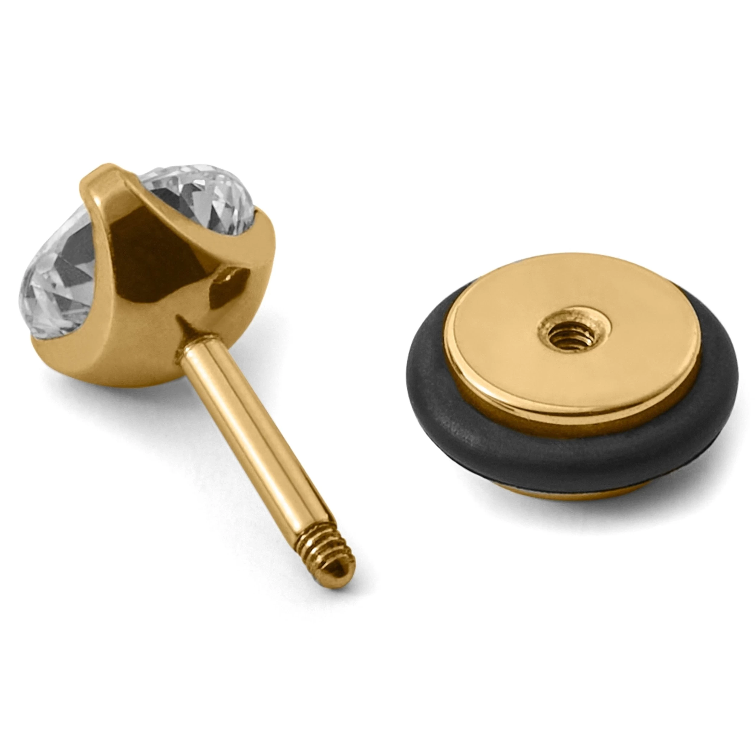 Floyd | 6 Mm Round Zirconia & Gold-Tone Stud Earring - Image 3