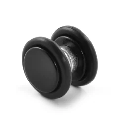 8 Mm Black Acrylic & Black Rubber Magnetic Earring
