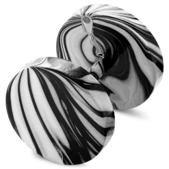 Satago | 3/8" (10 Mm) Black & White Stainless Steel Faux Plug Stud Earring