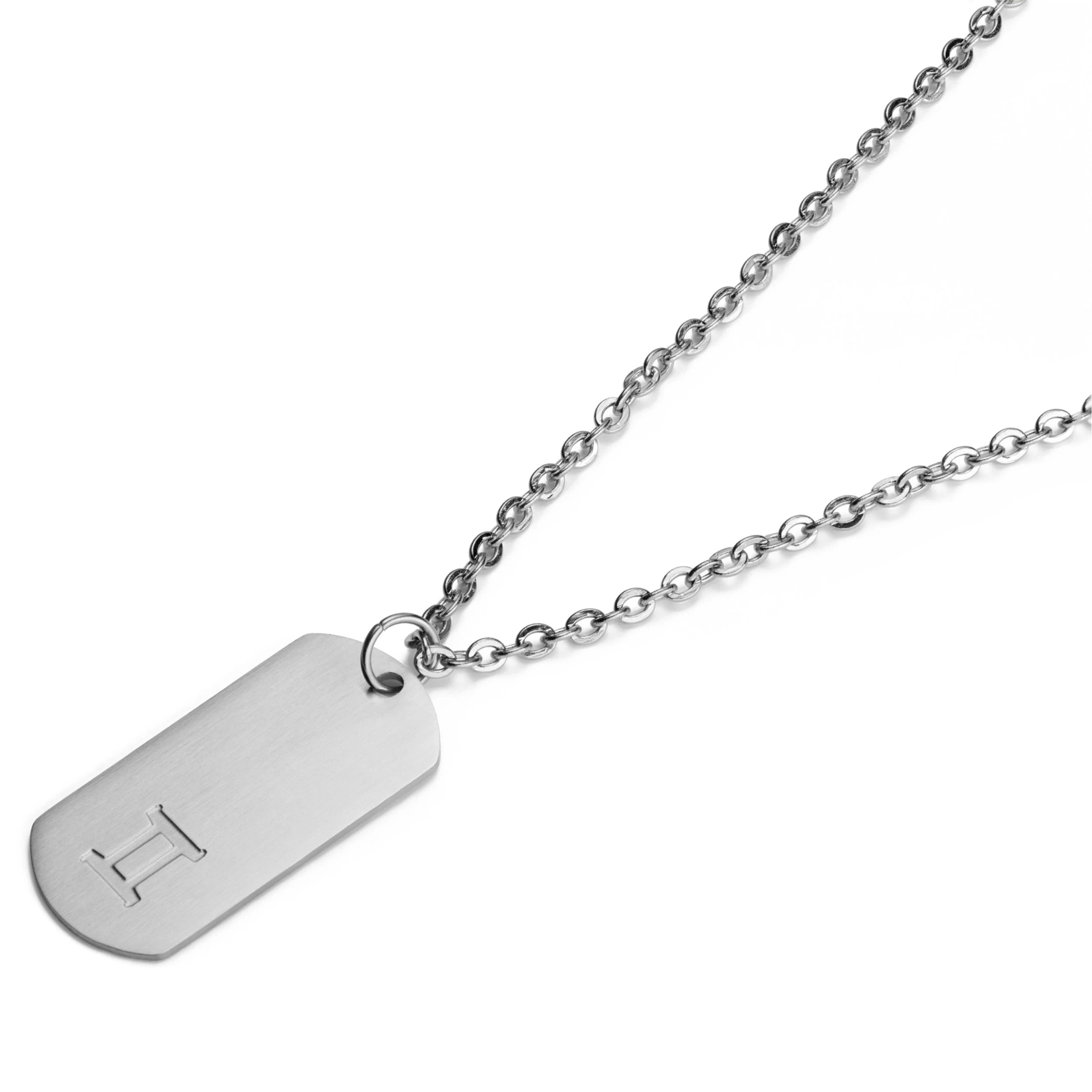 Zodiac | Silver-Tone Stainless Steel Gemini Star Sign Dog Tag Cable Chain Necklace - Image 5