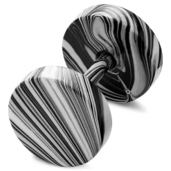 Satago | 1/3" (8 Mm) Black & White Stainless Steel Faux Plug Stud Earring