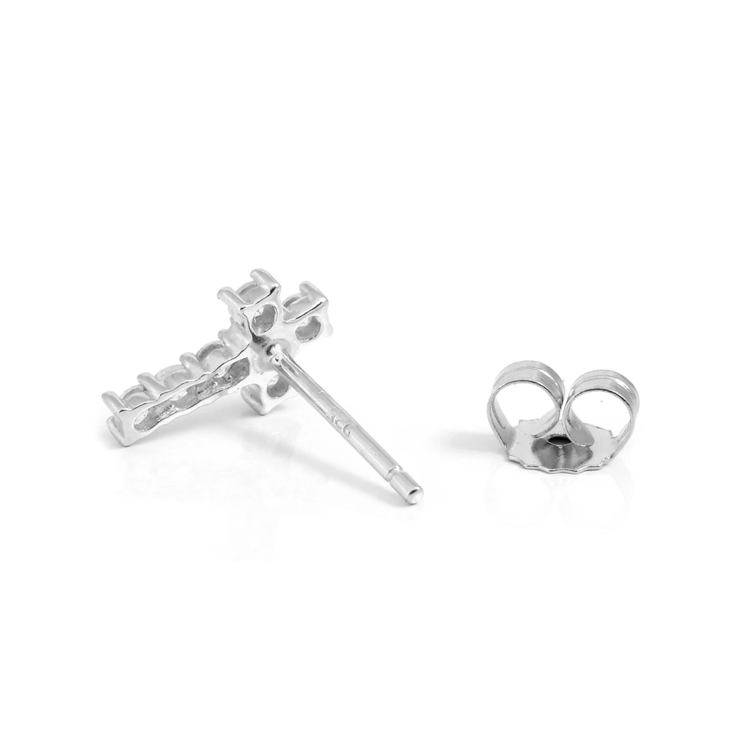 Sentio | Sterling Silver Zirconia Cross Earring - Image 2