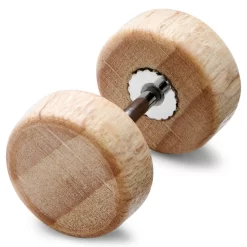 Satago | 3/8" (10 Mm) Light Oak & Stainless Steel Faux Plug Stud Earring