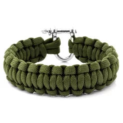 Army Green Paracord & Metal Lock Bracelet