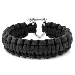 Black Paracord & Metal Lock Bracelet