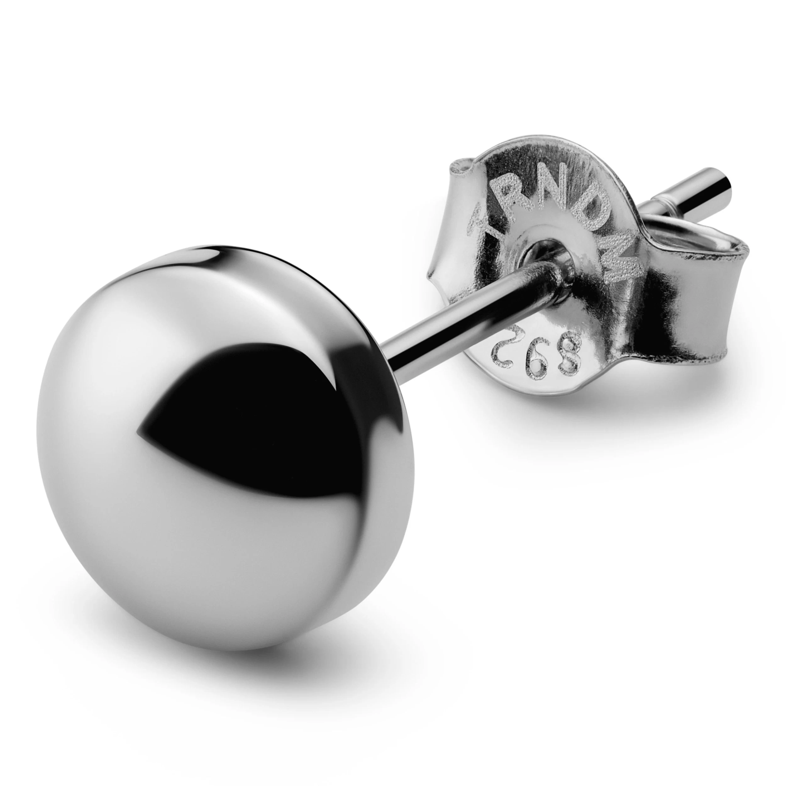 6 Mm Rhodium-Plated Sterling Silver Stud Earring