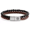 Icon | Black Lava Rock & Onyx & Brown Leather Cord Bracelet