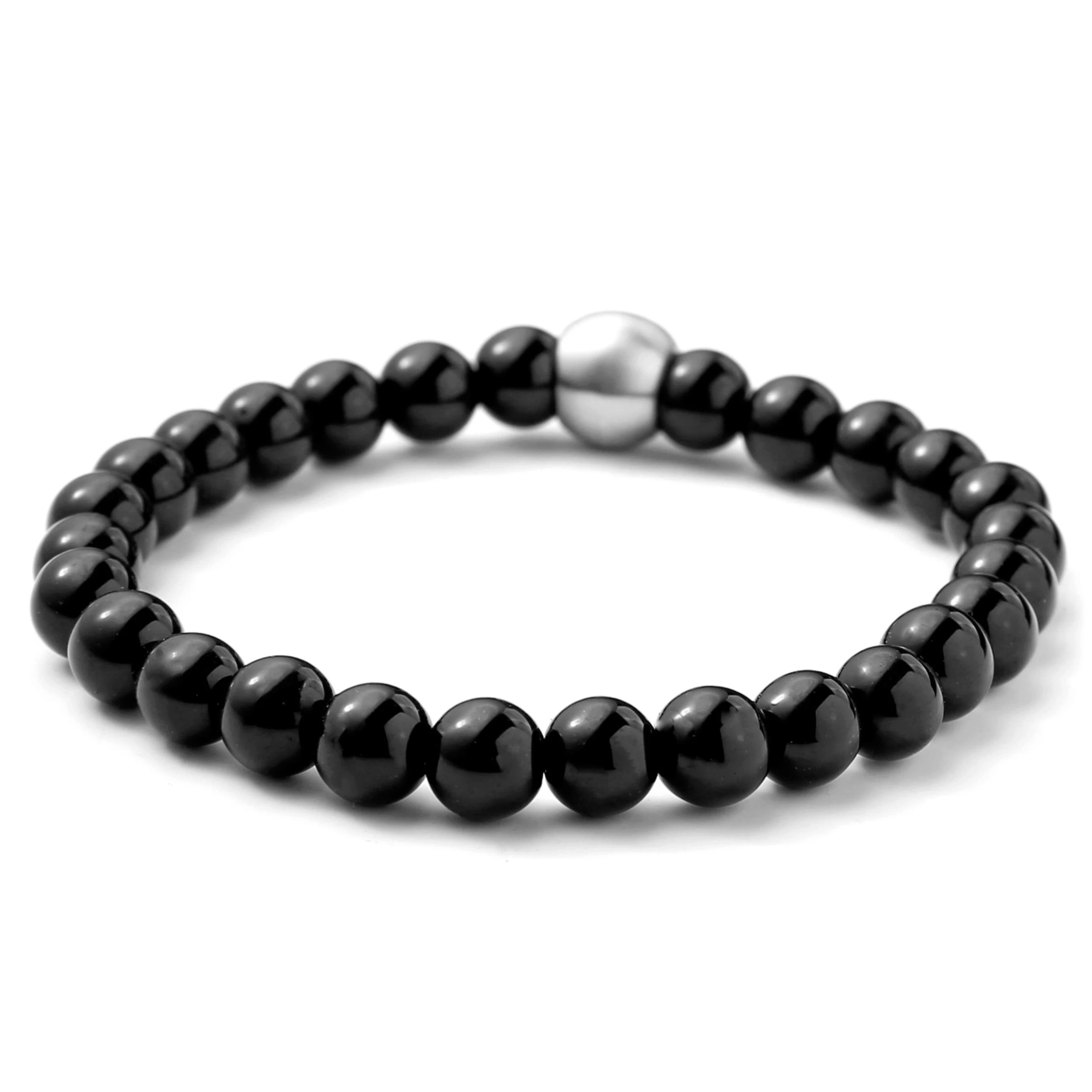 Black Onyx & Stainless Steel Bracelet - Image 2