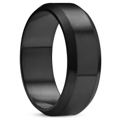 Ferrum | 1/3" (8 Mm) Brushed Black Stainless Steel Beveled Edge Ring